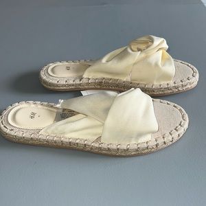 H&M Espadrille Cream Slide Sandals Size 9
